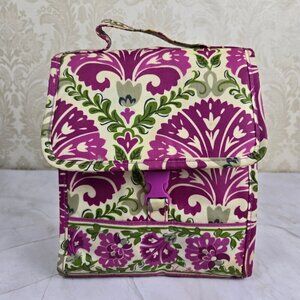 Vera Bradley Vinyl Lunchbag Buckle Closure Pink Green Cream Gray Top Handle